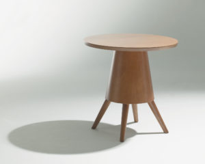 Guéridon Karla Mazoo Table d'appoint design bois 4 pieds plateau rond Philippe Soffiotti Jérôme Gauthier